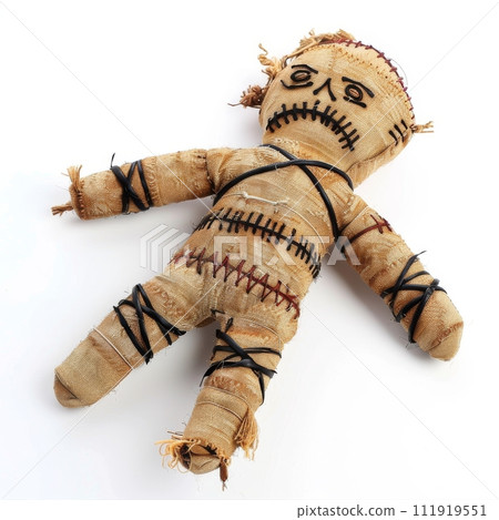 eerie voodoo doll on white background, Generative AI eerie voodoo doll on white background, Generative AI 111919551