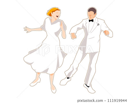 A pair of men and women tap dancing A pair of men and women tap dancing 111919944