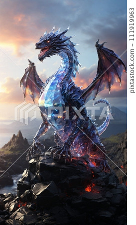 出現在幻想中的龍的插圖 111919963