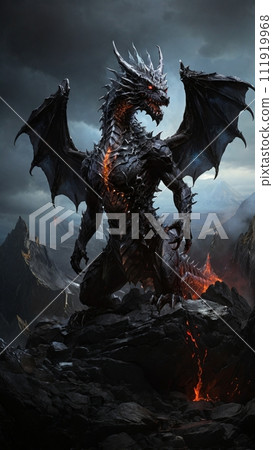 Illustration of a dragon that appears in fantasy Illustration of a dragon that appears in fantasy 111919968