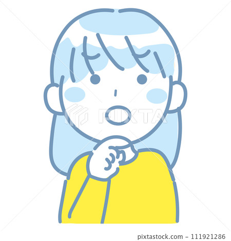 一位女士憂心忡忡地歪著頭。困擾 2-8 一位女士憂心忡忡地歪著頭。困擾 2-8 111921286
