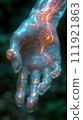 Networking connect technology abstract concept. Hand of touching futuristic network connection, internet, innovation, and technology. 111921863