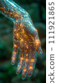 Networking connect technology abstract concept. Hand of touching futuristic network connection, internet, innovation, and technology. 111921865