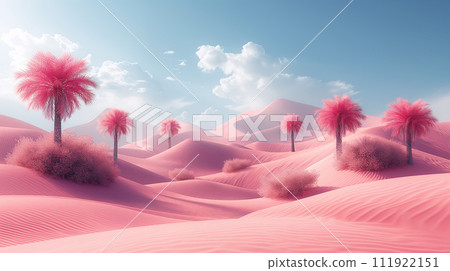 神秘的粉紅色沙漠AI生成圖像 神秘的粉紅色沙漠AI生成圖像 111922151