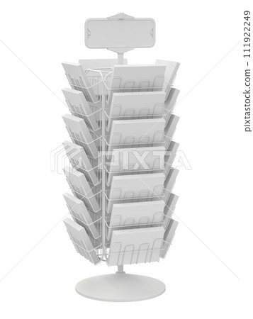 Clay render of magazine carousel rack - 3D illustration 111922249