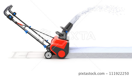 Snowblower remove snow from white background - 3D illustration 111922250