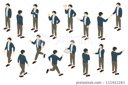 Isometric illustration: office casual men set Isometric illustration: office casual men set 111922261