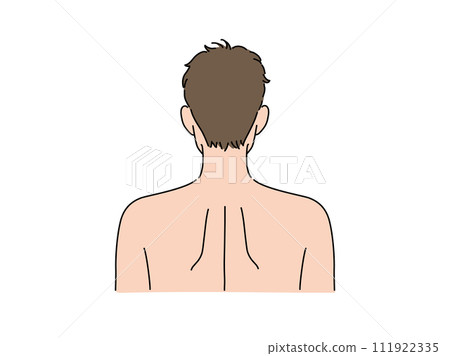 男人的頭，後視圖。用於壓力點等的插圖。 111922335