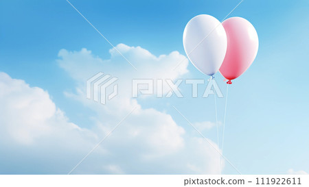 AI-generated content. two love baloons in the sky with clouds 111922611