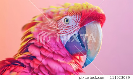 合成粉紅金剛鸚鵡臉部特寫調整後的 AI 產生影像 111923089