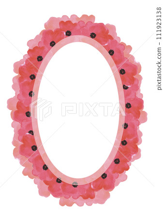 Hand drawn watercolor red poppy flowers bouquet frame border isolated on white background. Can be used for card, poster and other printed products. 111923138