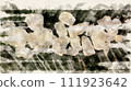 Artificial painting of alum cubes on green leaf 111923642