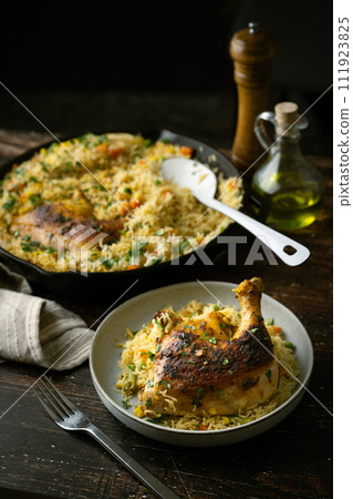 one pot chicken and rice 111923825