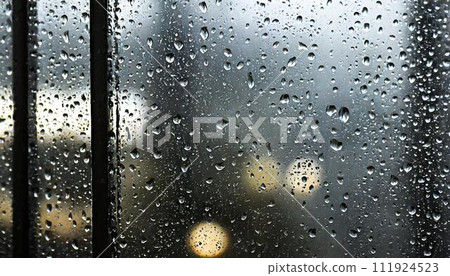雨天的窗戶上有水滴_04_AI生成的影像 111924523