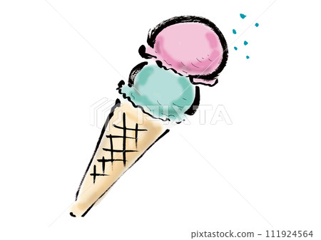 冰淇淋手寫日式插畫素材 111924564