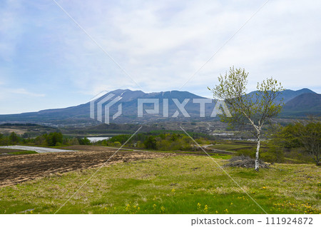Mt. Asama in spring seen from the hill of Tsumagoi Village / Tsumagoi Village, Gunma Prefecture 111924872
