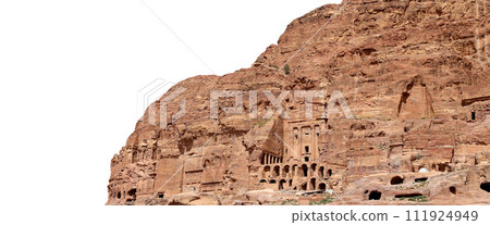 Mountains of Petra ( carved on white background), Jordan, Middle East. Petra has been a UNESCO World Heritage Site since 1985 Mountains of Petra ( carved on white background), Jordan, Middle East. Petra has been a UNESCO World Heritage Site since 1985 111924949