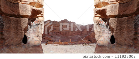 Mountains of Petra ( carved on white background), Jordan, Middle East. Petra has been a UNESCO World Heritage Site since 1985 Mountains of Petra ( carved on white background), Jordan, Middle East. Petra has been a UNESCO World Heritage Site since 1985 111925002