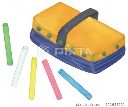 黑板橡皮擦和粉筆插圖集 111925231