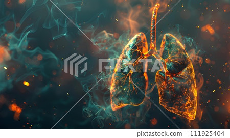 Bad Human lungs in blue and orange smoke on orange background for lung disease, 3d illustration Bad Human lungs in blue and orange smoke on orange background for lung disease, 3d illustration 111925404
