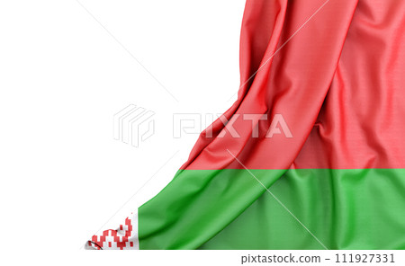 Flag of Belarus with empty space on the left. Isolated. 3D Rendering Flag of Belarus with empty space on the left. Isolated. 3D Rendering 111927331