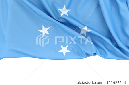 Flag of Federated States of Micronesia isolated on white background with copy space below. 3D rendering 111927344