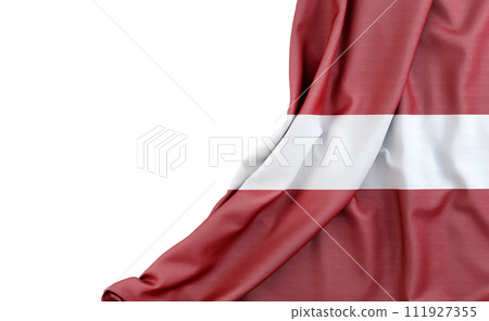 Flag of Latvia with empty space on the left. Isolated. 3D Rendering Flag of Latvia with empty space on the left. Isolated. 3D Rendering 111927355