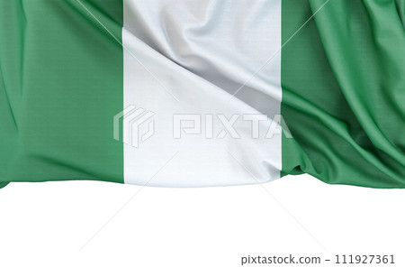 Flag of Nigeria isolated on white background with copy space below. 3D rendering 111927361