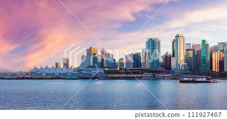 Downtown Vancouver Urban Building Skyline. Sunset Sky. Downtown Vancouver Urban Building Skyline. Sunset Sky. 111927407