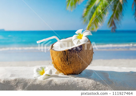 度假村的藍色大海和椰子汁 度假村的藍色大海和椰子汁 111927464