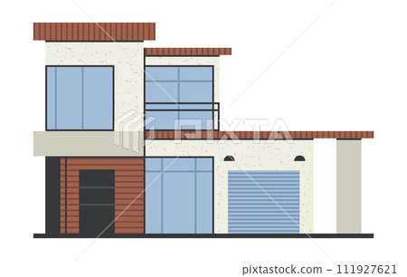 Modern house. Minimalistic building, contemporary real estate architecture flat vector illustration. Hand drawn concrete house Modern house. Minimalistic building, contemporary real estate architecture flat vector illustration. Hand drawn concrete house 111927621