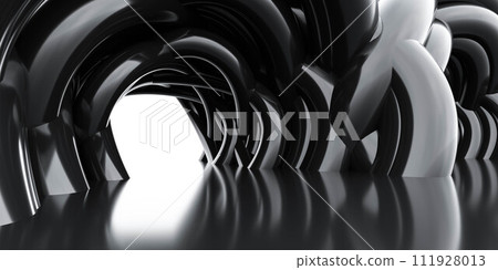 a black abstract minimalistic futuristic architecture tunnel 3d render illustration a black abstract minimalistic futuristic architecture tunnel 3d render illustration 111928013
