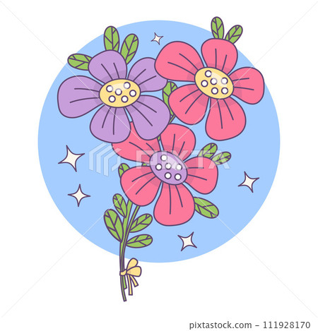 Bouquet of flowers. Festive flowering chamomile plants. Vector illustration 111928170