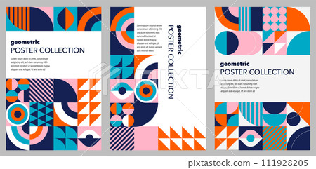 Colorful Abstract Geometric Background. Modern colorful concept poster design. Modular shapes and 111928205