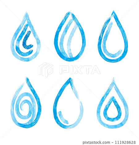 Watercolor blue water drops isolated on white 111928628