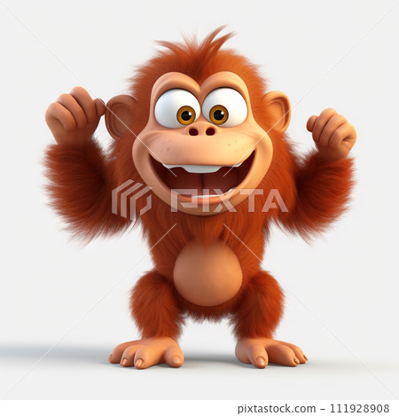 AI-generated content. Joyful Cartoon Monkey on White Background 111928908