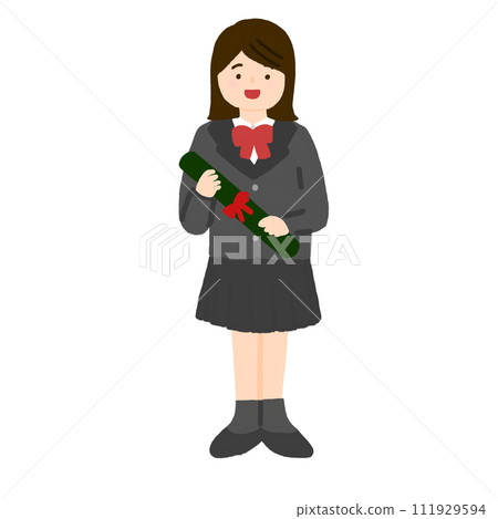 School girls with diploma 111929594