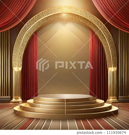 紅色窗簾的示範舞台 111930674