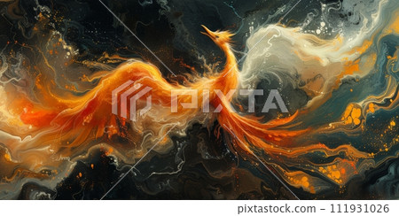 AI-generated content. Great Chinese paint wall of Phoenix art paint. Chinese wall paper. AI-generated content. Great Chinese paint wall of Phoenix art paint. Chinese wall paper. 111931026