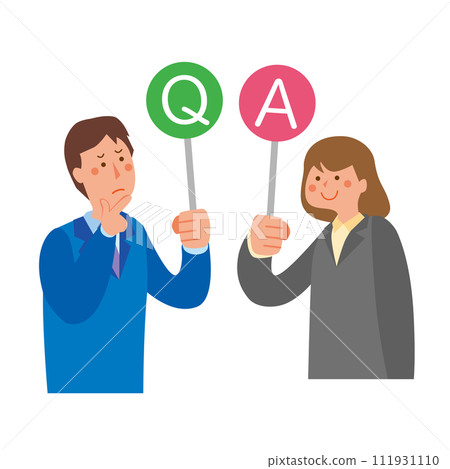 A man asking a question and a woman answering A man asking a question and a woman answering 111931110