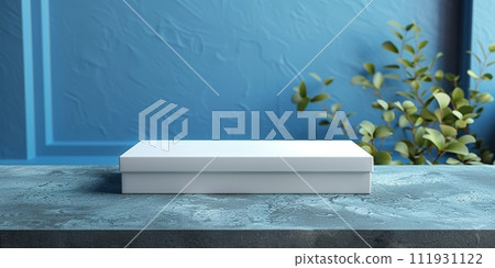 AI-generated content. Original packaging mockup for product with prop and lighting background. 111931122