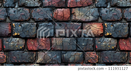 AI-generated content. Grunge banner. Abstract stone background. The texture of the stone wall. Close-up rock backdrop. 111931127