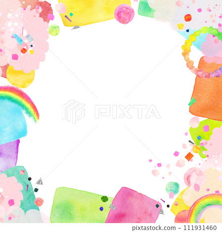 彩虹多彩水彩框 111931460