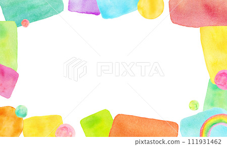 Rainbow colorful watercolor frame 111931462