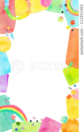 Rainbow colorful watercolor frame 111931463