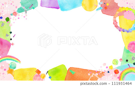 Rainbow colorful watercolor frame 111931464