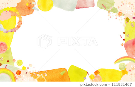 Rainbow colorful watercolor frame 111931467