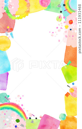 Rainbow colorful watercolor frame 111931468