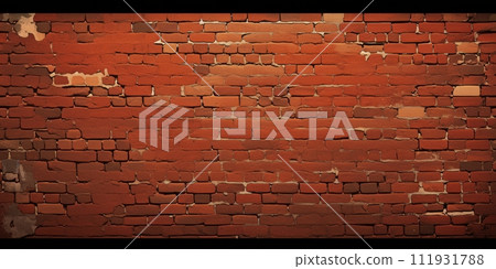 AI-generated content. Grunge banner. Abstract stone background. The texture of the stone wall. Close-up rock backdrop. 111931788