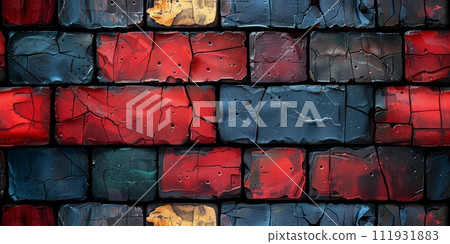 AI-generated content. Grunge banner. Abstract stone background. The texture of the stone wall. Close-up rock backdrop. 111931883